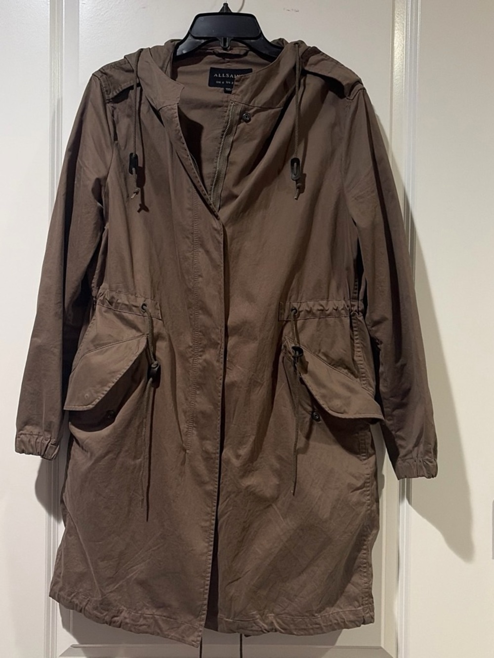 All Saints Utility Hooded Parka in Brown